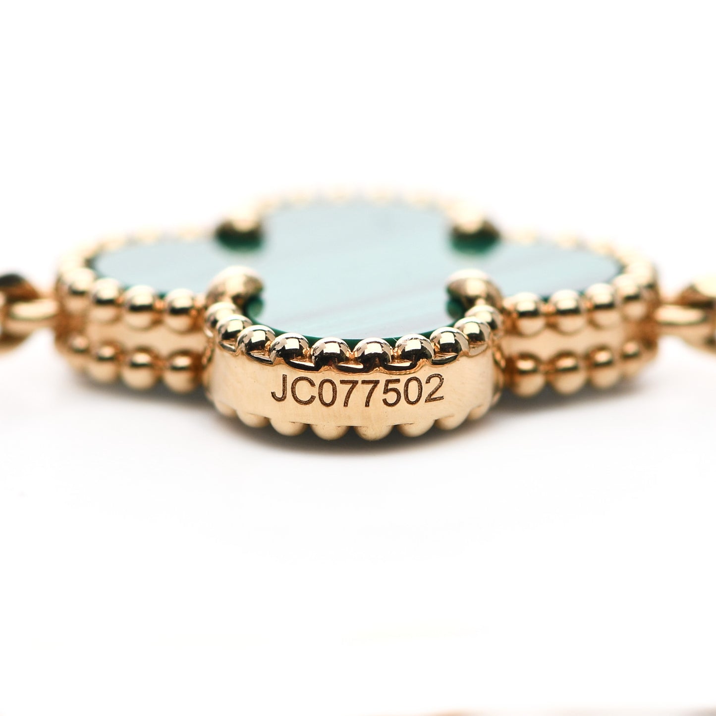 18K Yellow Gold Malachite 5 Motifs Vintage Alhambra Bracelet