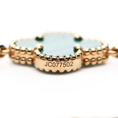 Van Cleef & Arpels 18K Yellow Gold Malachite 5 Motifs Vintage Alhambra Bracelet 4 of 6