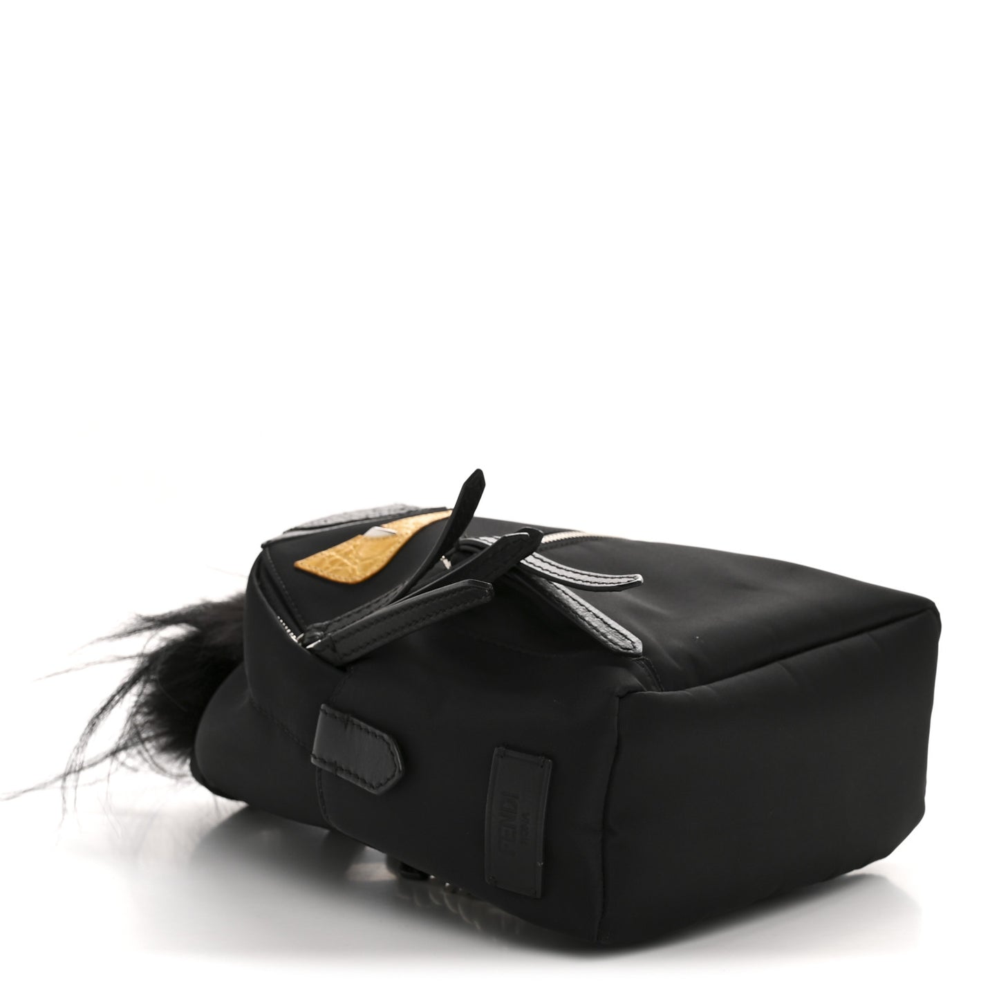 Nylon Vitello Dolce Goat Fox Fur Crocodile Monster Eyes Mini Backpack Black Sunflower