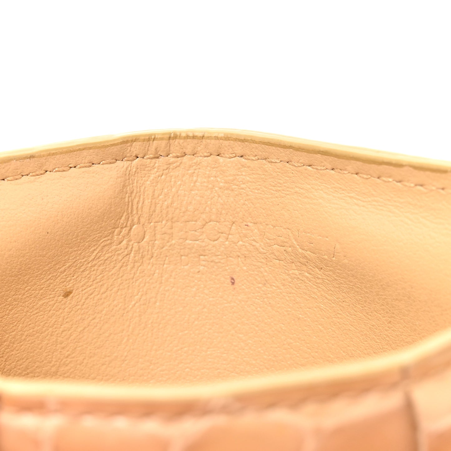 Gloss Calfskin Crocodile Embossed Card Holder Wallet Praline