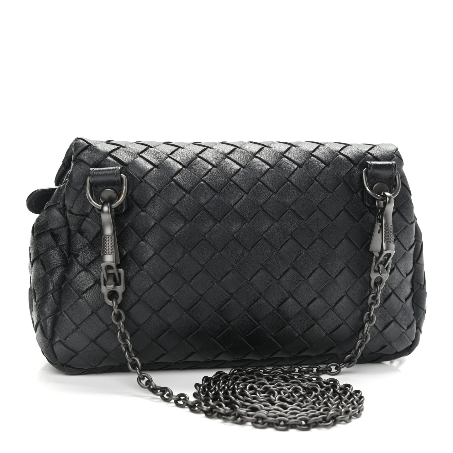 Nappa Intrecciato Mini Chain Messenger Black