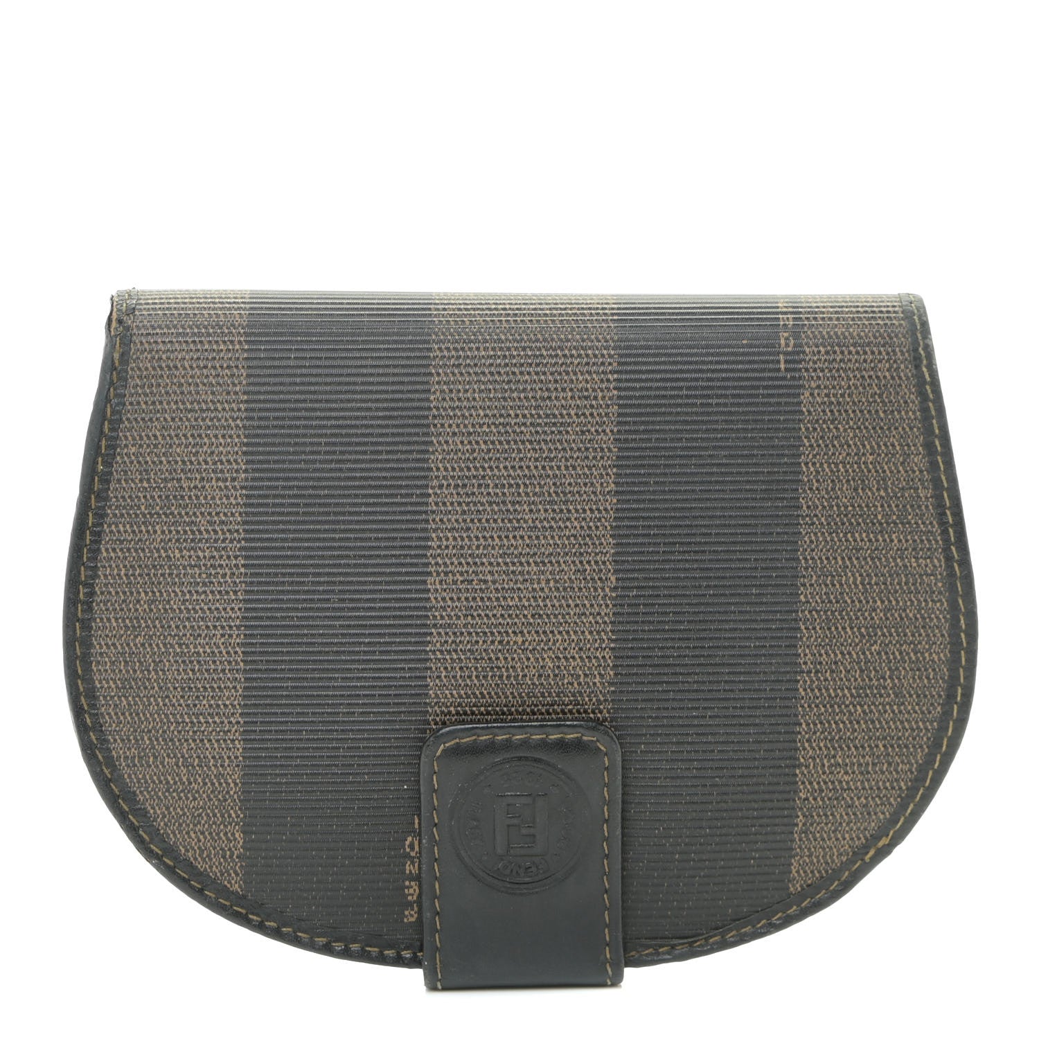 Fendi Pequin Compact Round Wallet Tobacco 1 of 15