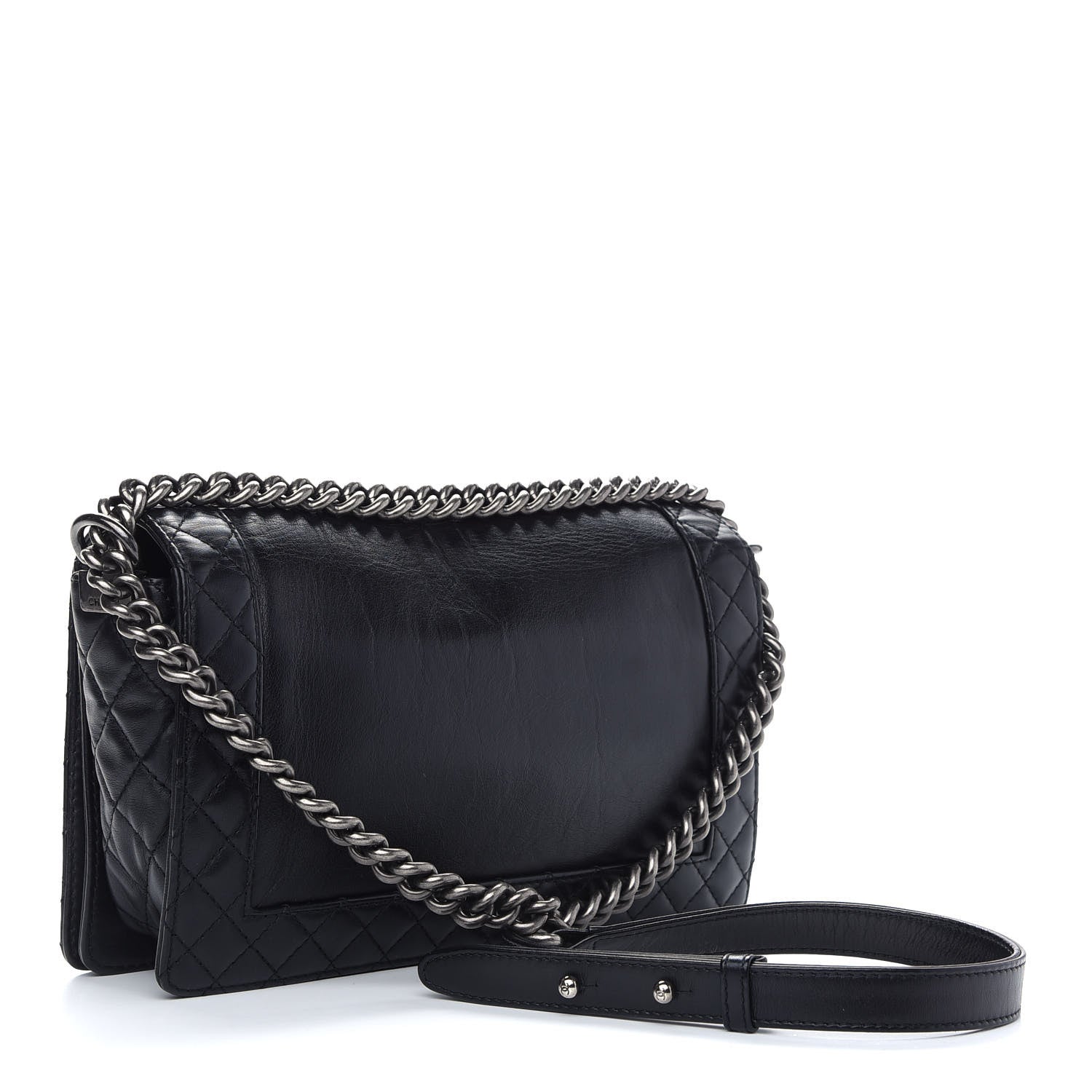 Chanel Calfskin Enchained New Medium Boy Flap Black 2 of 8