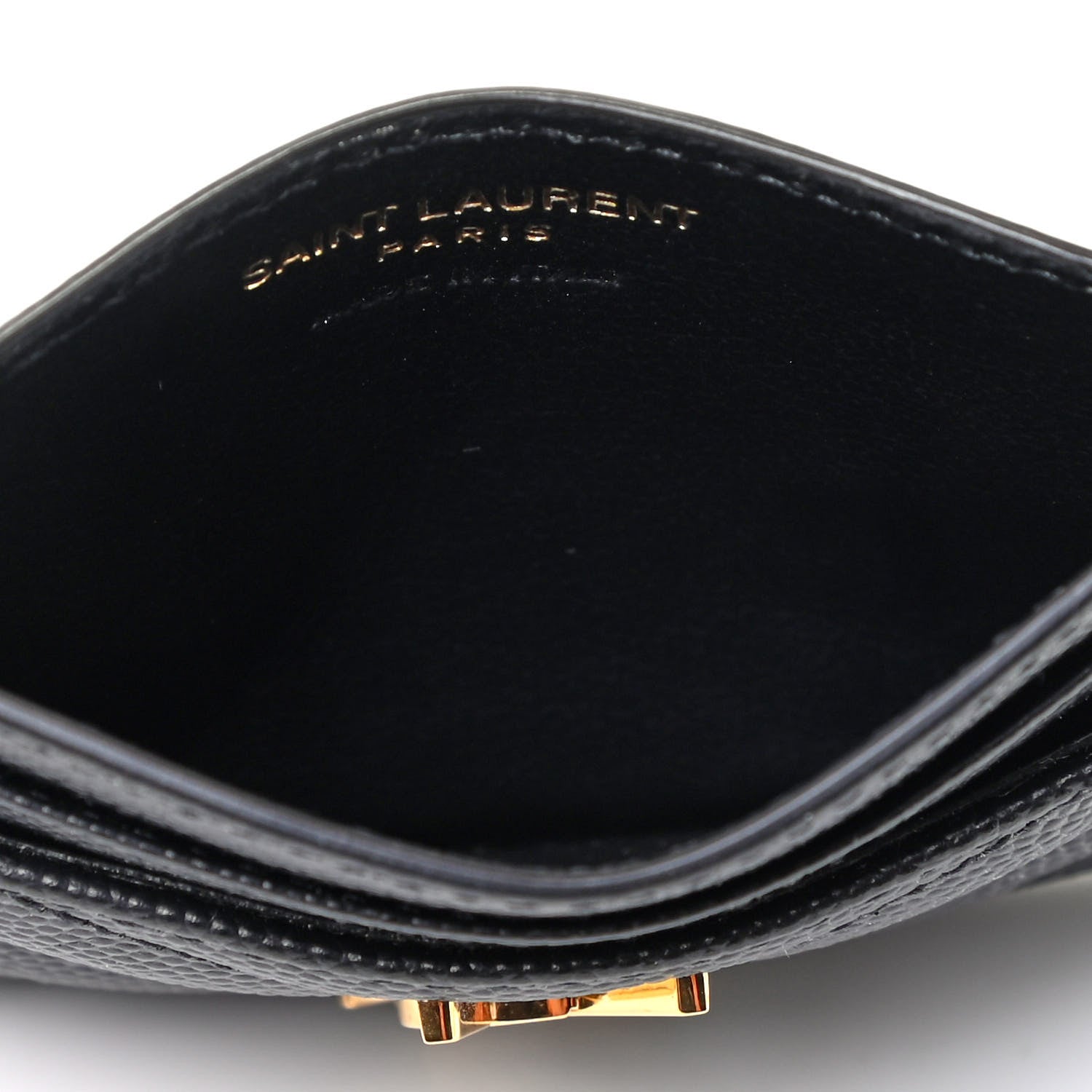 Saint Laurent Grain De Poudre Matelasse Chevron Monogram Credit Card Case Black 4 of 4
