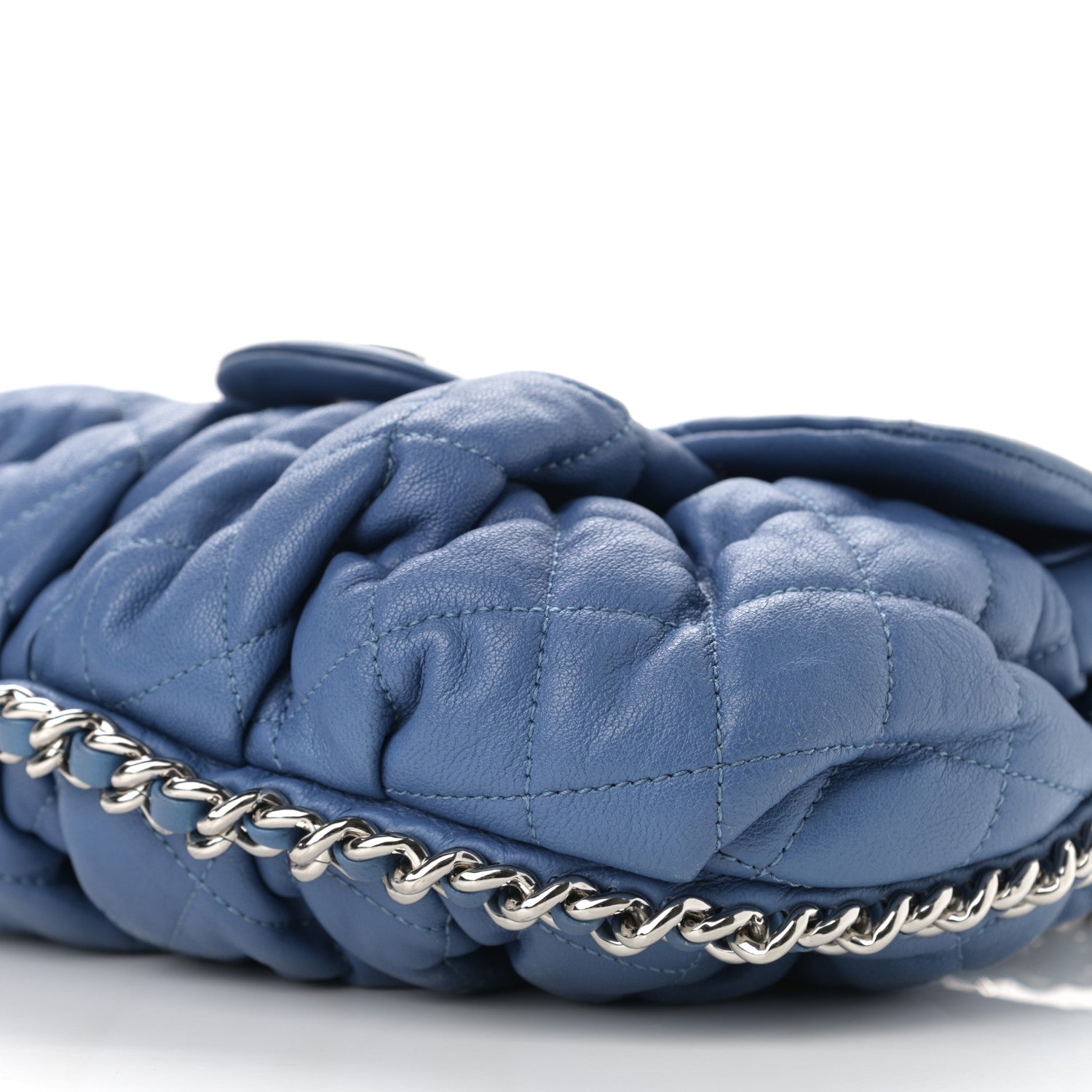 Chanel Washed Lambskin Quilted Medium Chain Around Messenger Blue 10 of 10