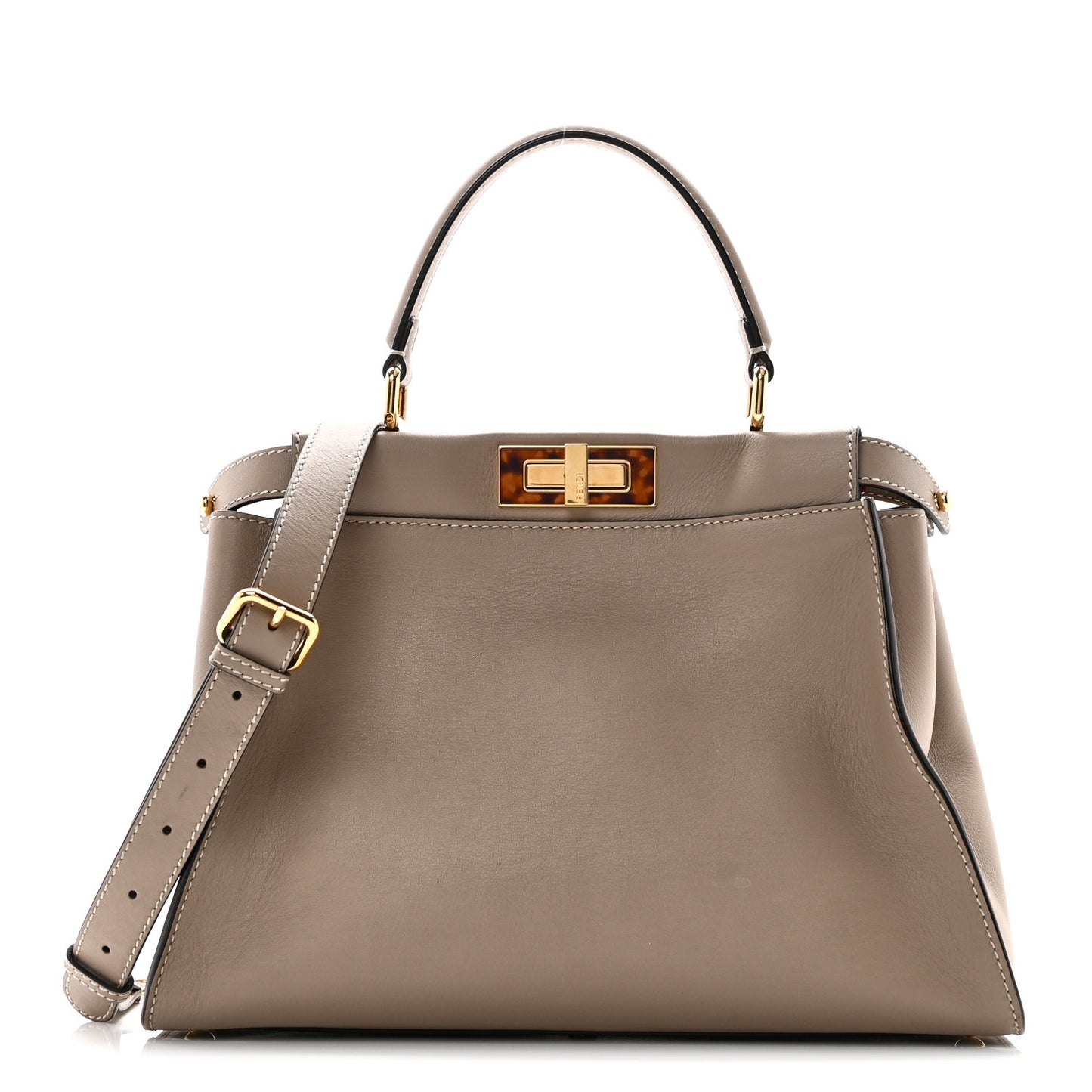 Vitello Seta Plexiglass Tortoise Medium Peekaboo Iconic Satchel Tortora