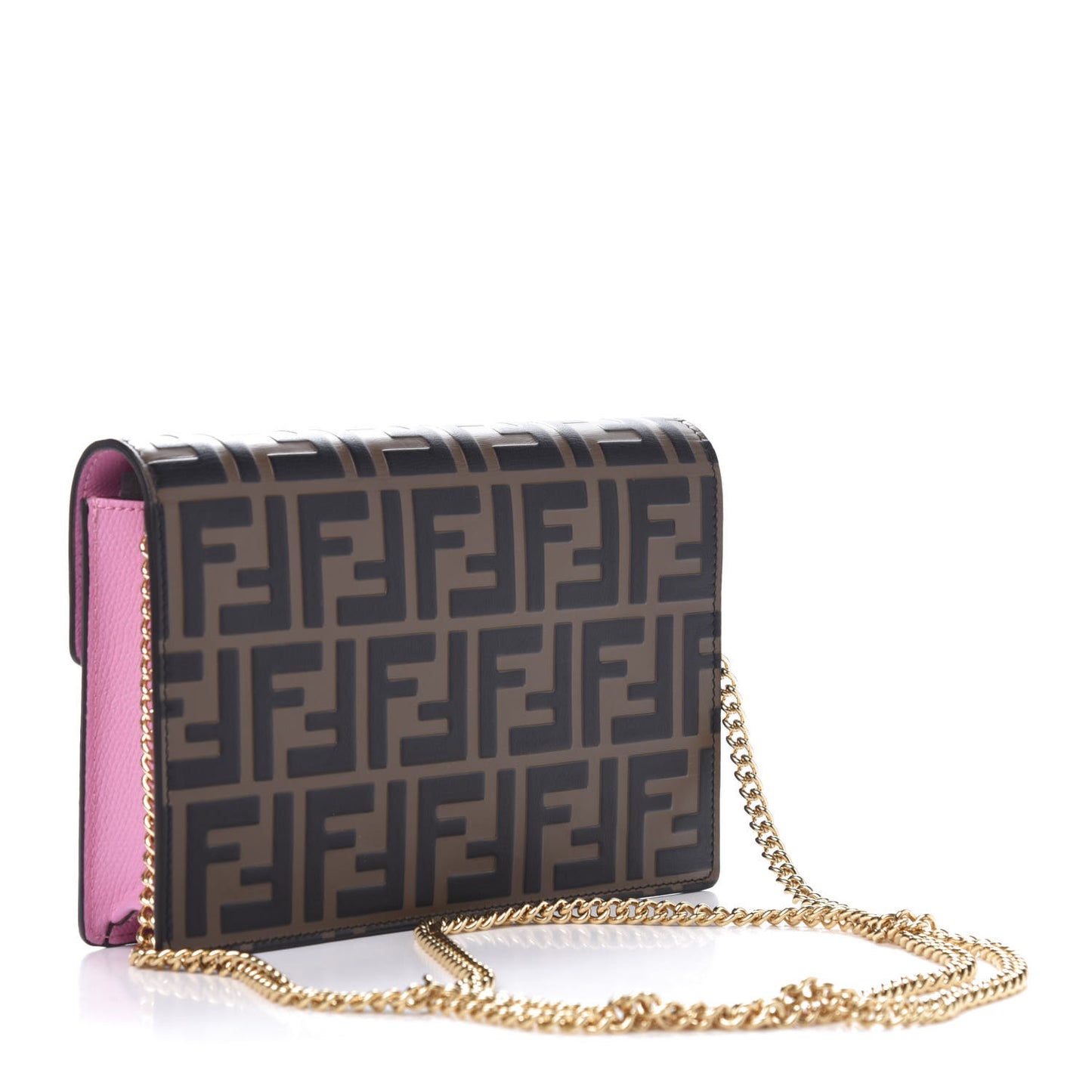 Vitello Cruise F is Fendi Bi-Color FF 1974 Embossed Medium Envelope Wallet On Chain Maya Black Lollypop