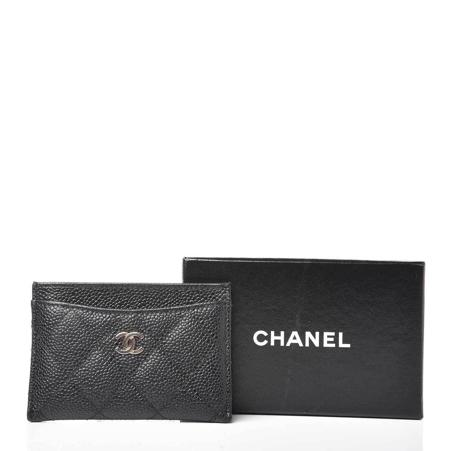 Caviar Quilted Card Holder Black