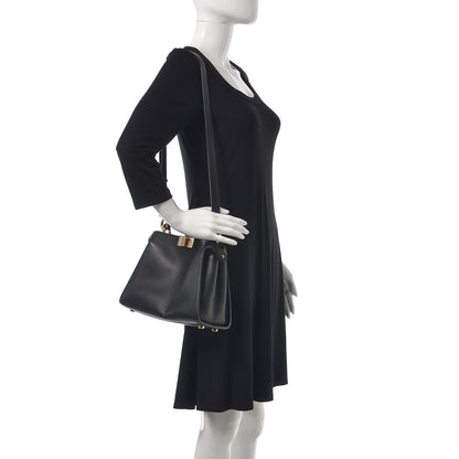 Fendi Vitello Tahiti Burro Medium Peekaboo Iconic Essentially Satchel Black Corda 2 of 9