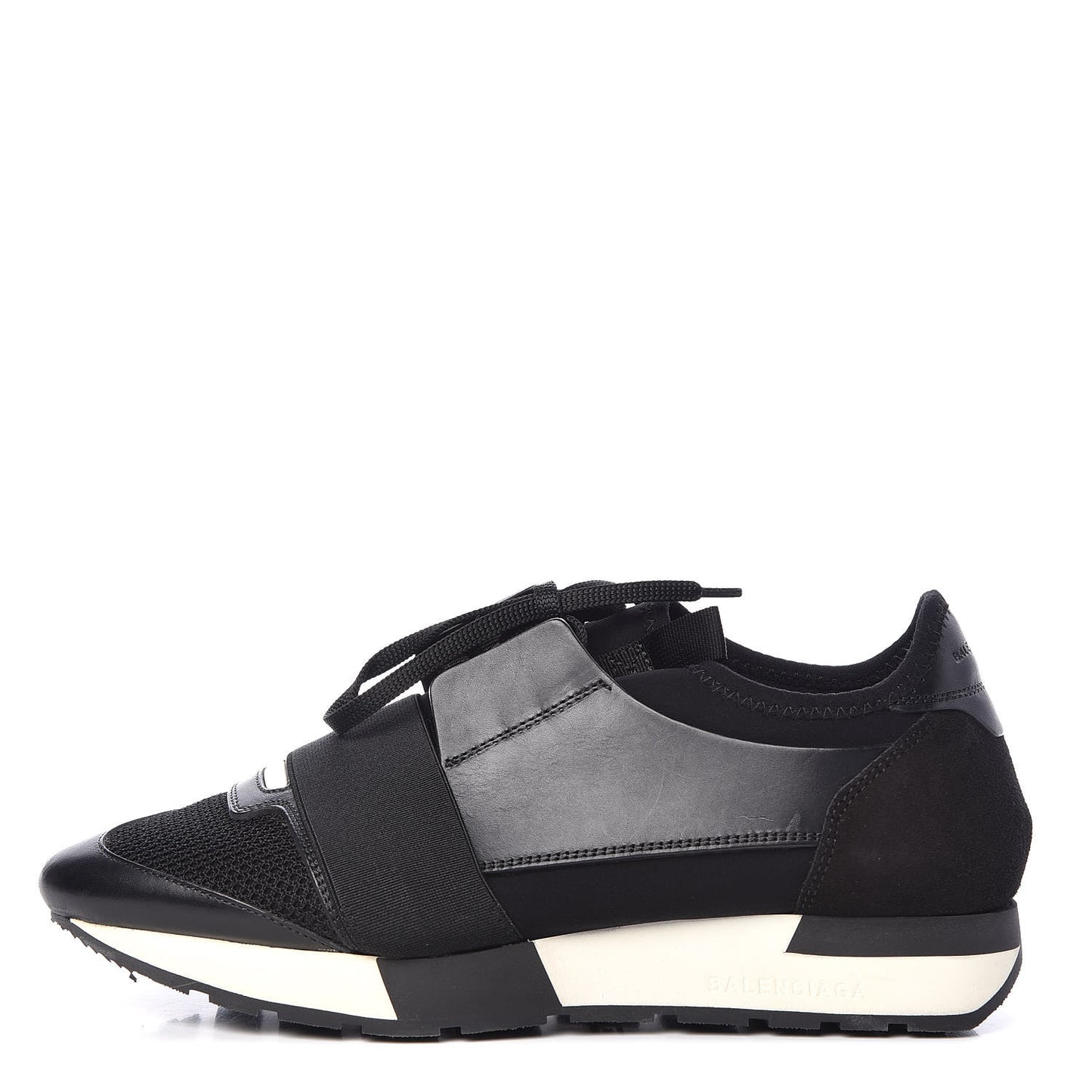 Mesh Calfskin Neoprene Suede Womens Race Runner Sneakers 39 Black