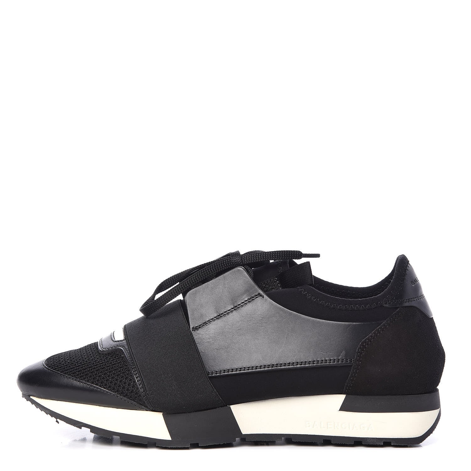 Balenciaga Mesh Calfskin Neoprene Suede Womens Race Runner Sneakers 39 Black 1 of 7