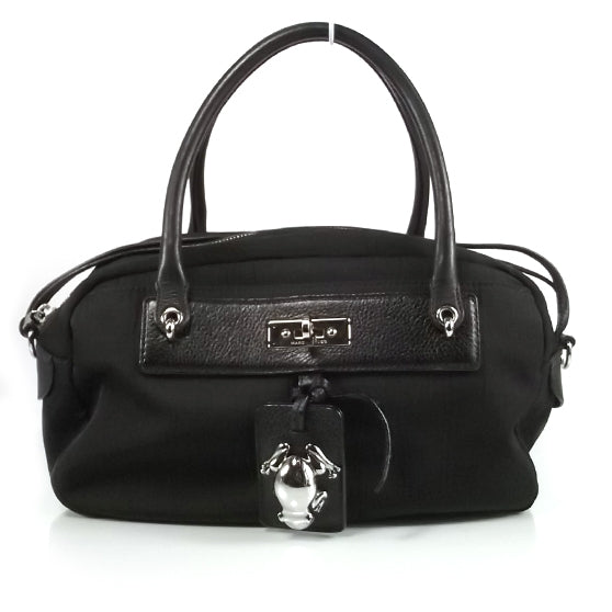 バッグ Marc Jacobs ZIP BOWLER BLACK Marc Jacobs Nylon Leather Charlie Frog Bowler Black 16042