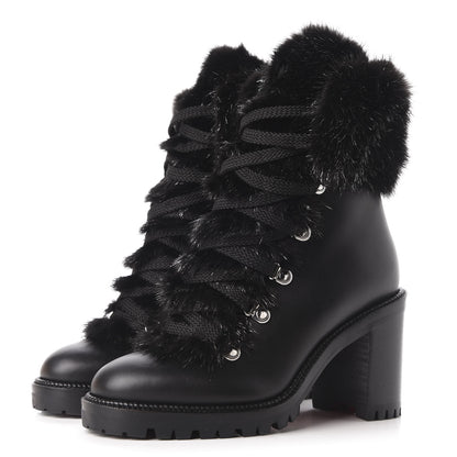 Christian Louboutin Nappa Fox Fur Fanny 70 Ankle Boots 36 Black 3 of 10