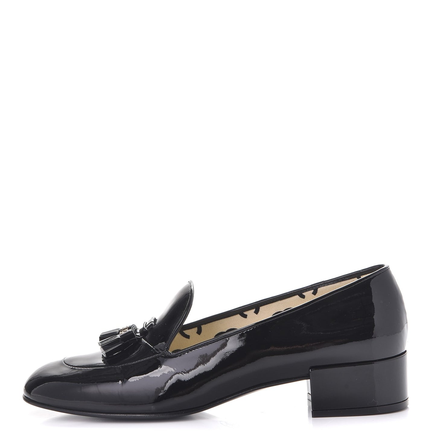 Patent Tassel Moccasin Loafers 41 Black