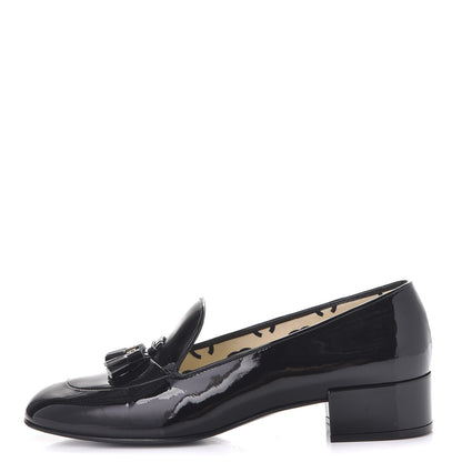 Chanel Patent Tassel Moccasin Loafers 41 Black 1 of 8