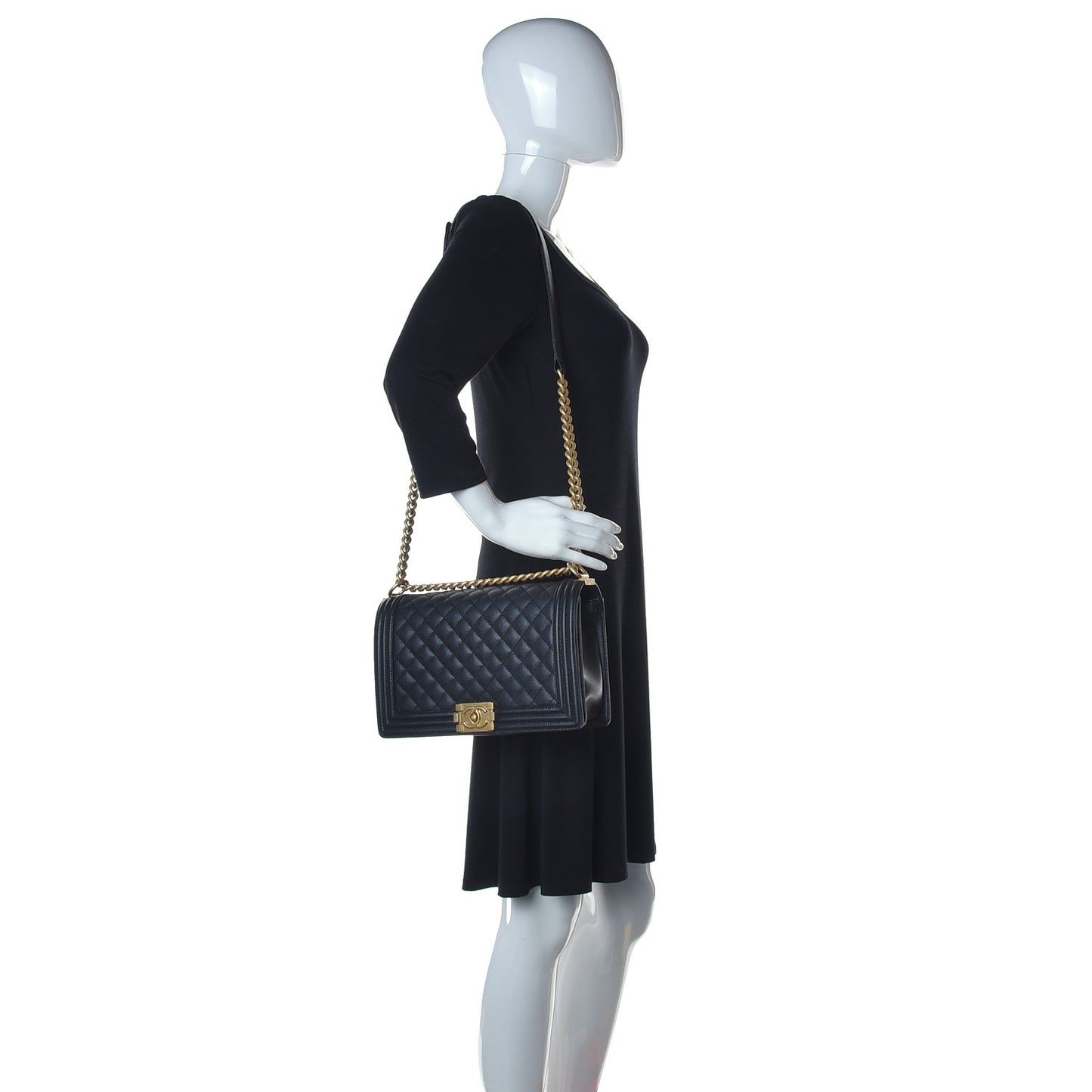 Caviar Quilted New Medium Boy Flap Black