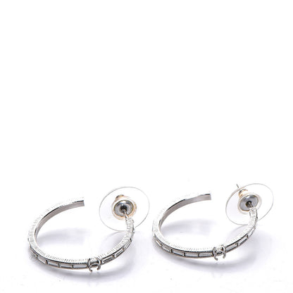 Chanel Baguette Crystal CC Hoop Earrings Silver 3 of 7