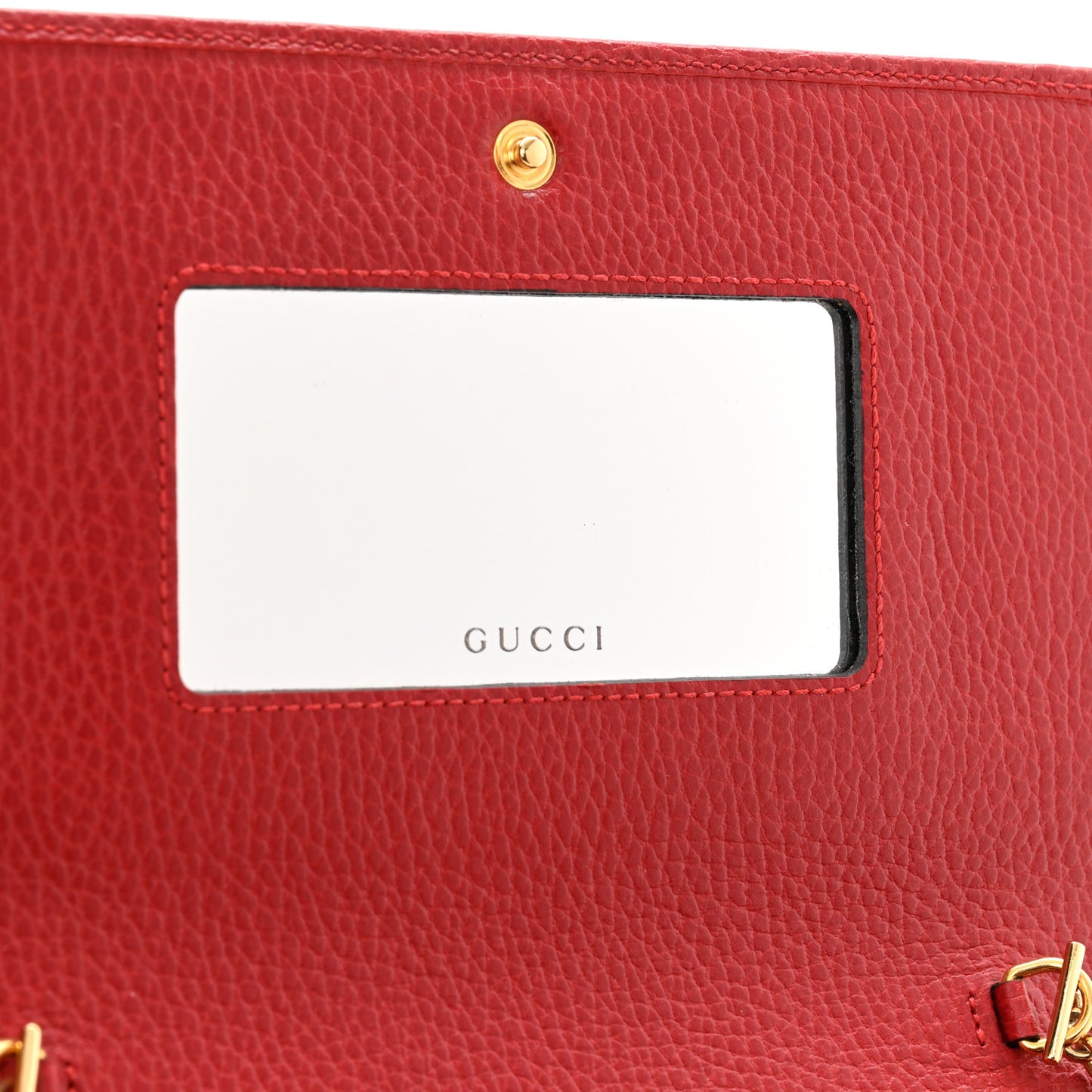 Dollar Calfskin Mini GG Marmont Chain Wallet Hibiscus Red