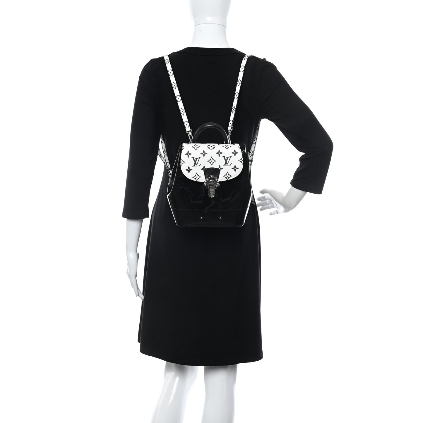 Patent Monogram Hot Springs Backpack Black White