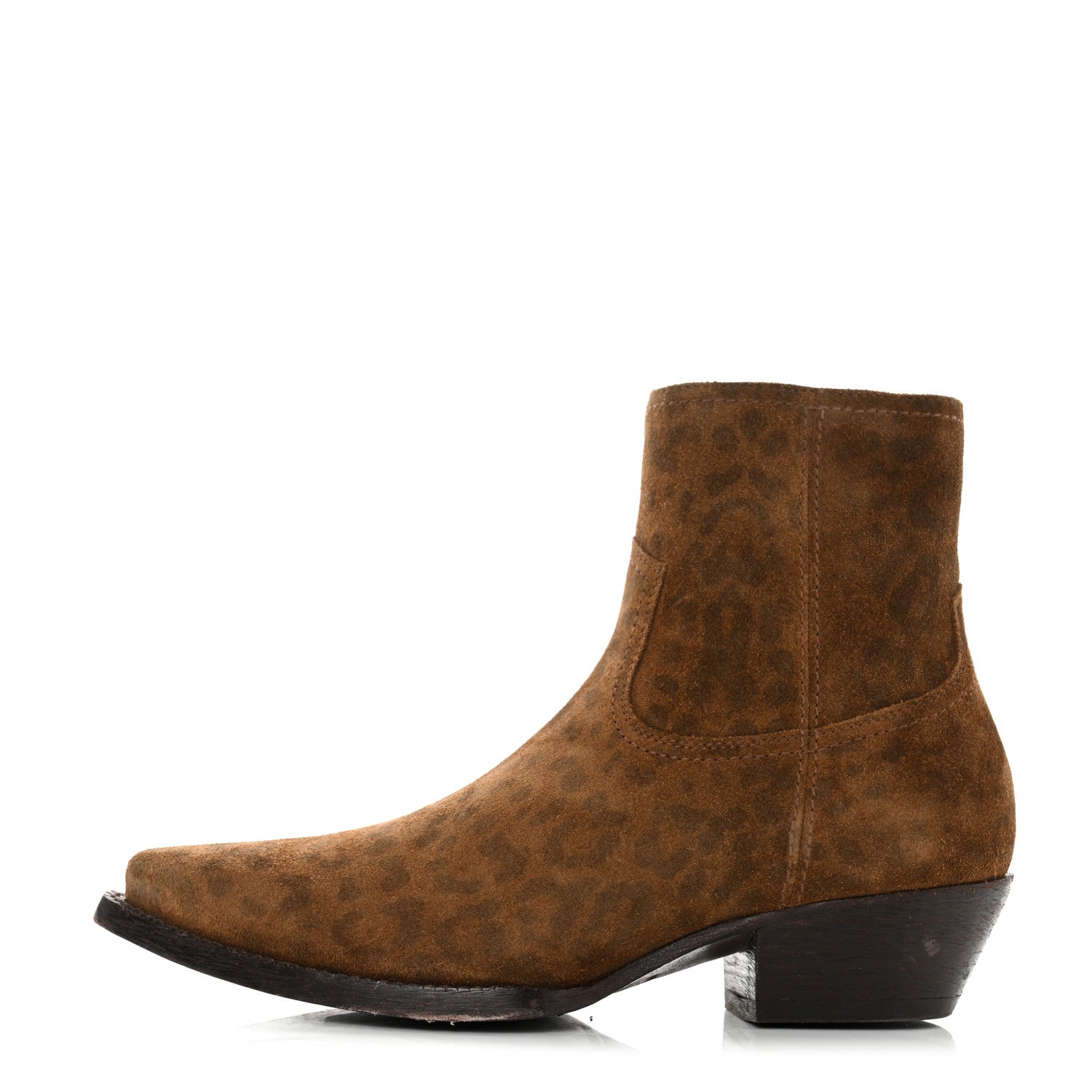 Saint Laurent Suede Leopard Lukas Zip Boots 36.5 Land 1 of 9