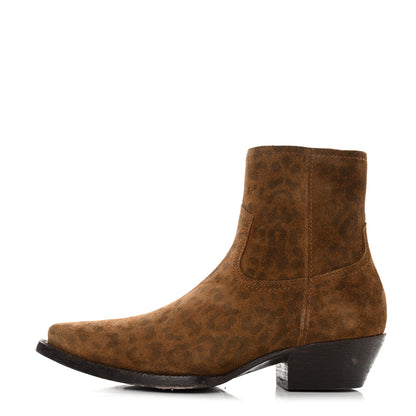 Saint Laurent Suede Leopard Lukas Zip Boots 36.5 Land 1 of 9