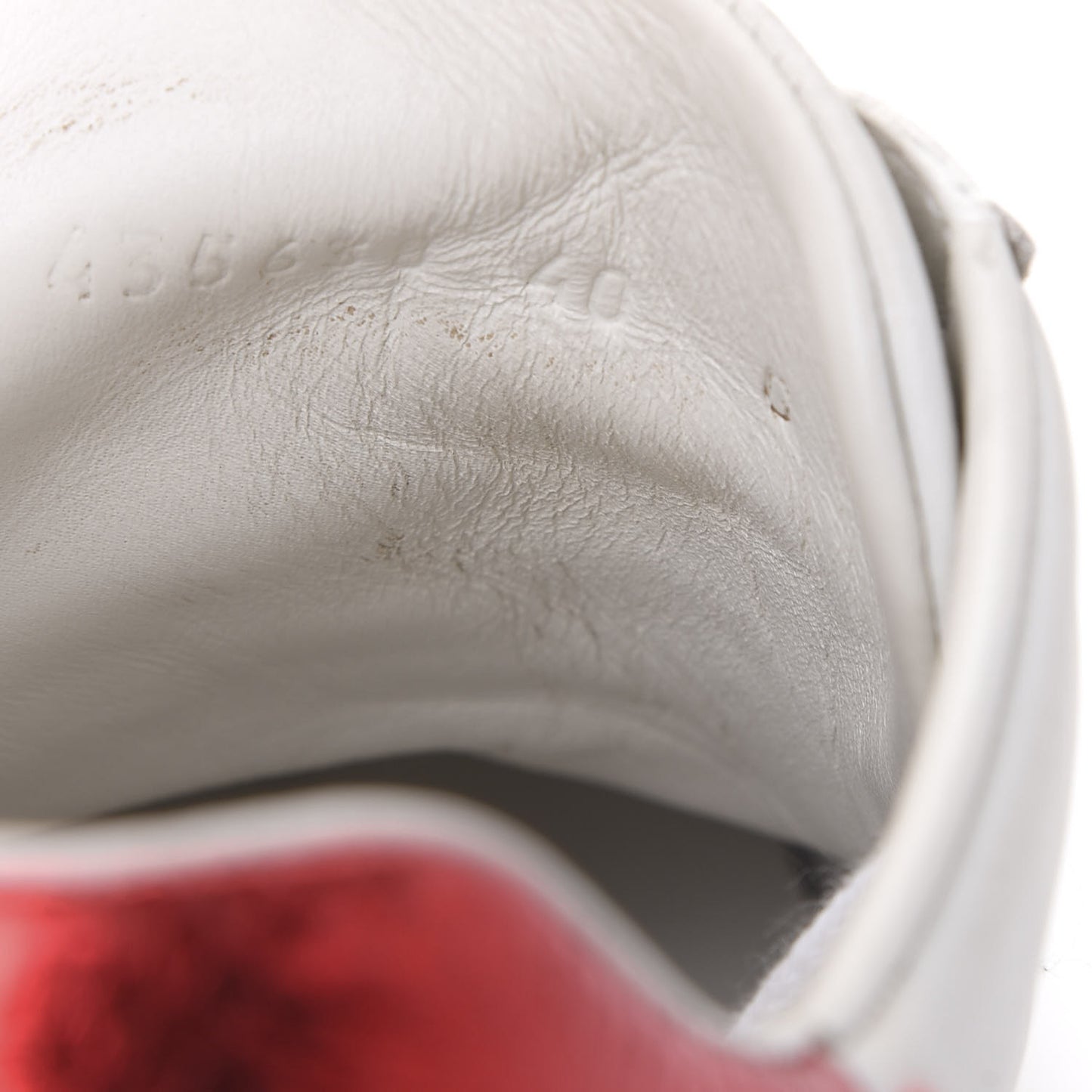 Calfskin Web Heart Embroidered Womens Ace Sneakers 40 White