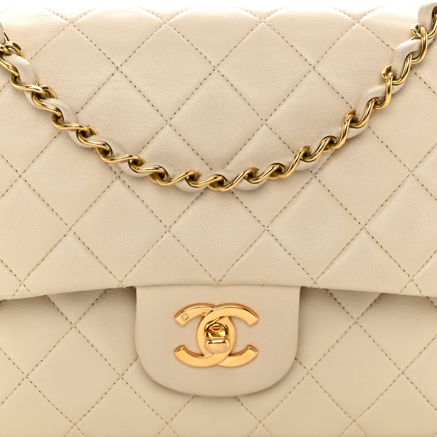 Chanel Lambskin Quilted Medium Double Flap Beige 7 of 12