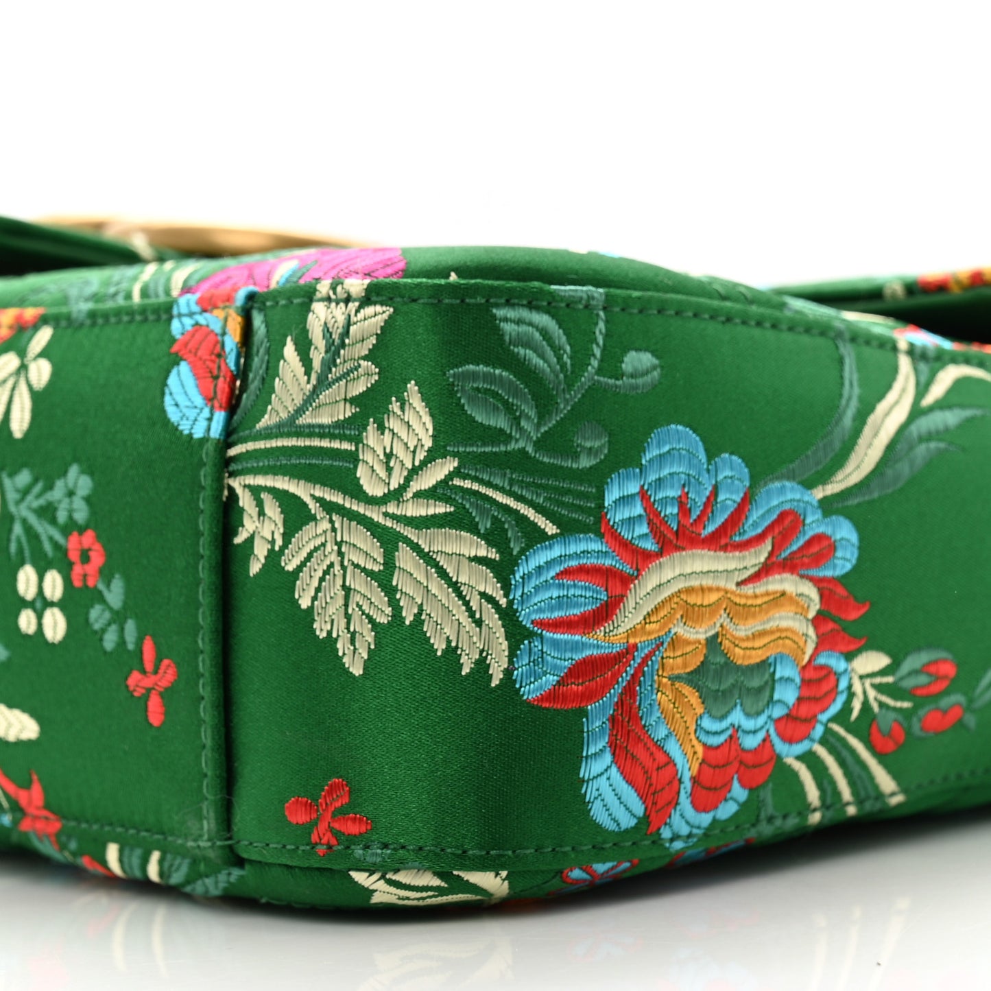 Jacquard Matelasse Floral Medium GG Marmont Shoulder Bag Green