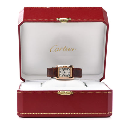 Cartier 18K Pink Gold Alligator 22mm Tank Anglaise Quartz Watch Brown 10 of 10