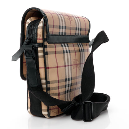 Burberry Haymarket Check Zip Messenger Bag Black 3 of 9