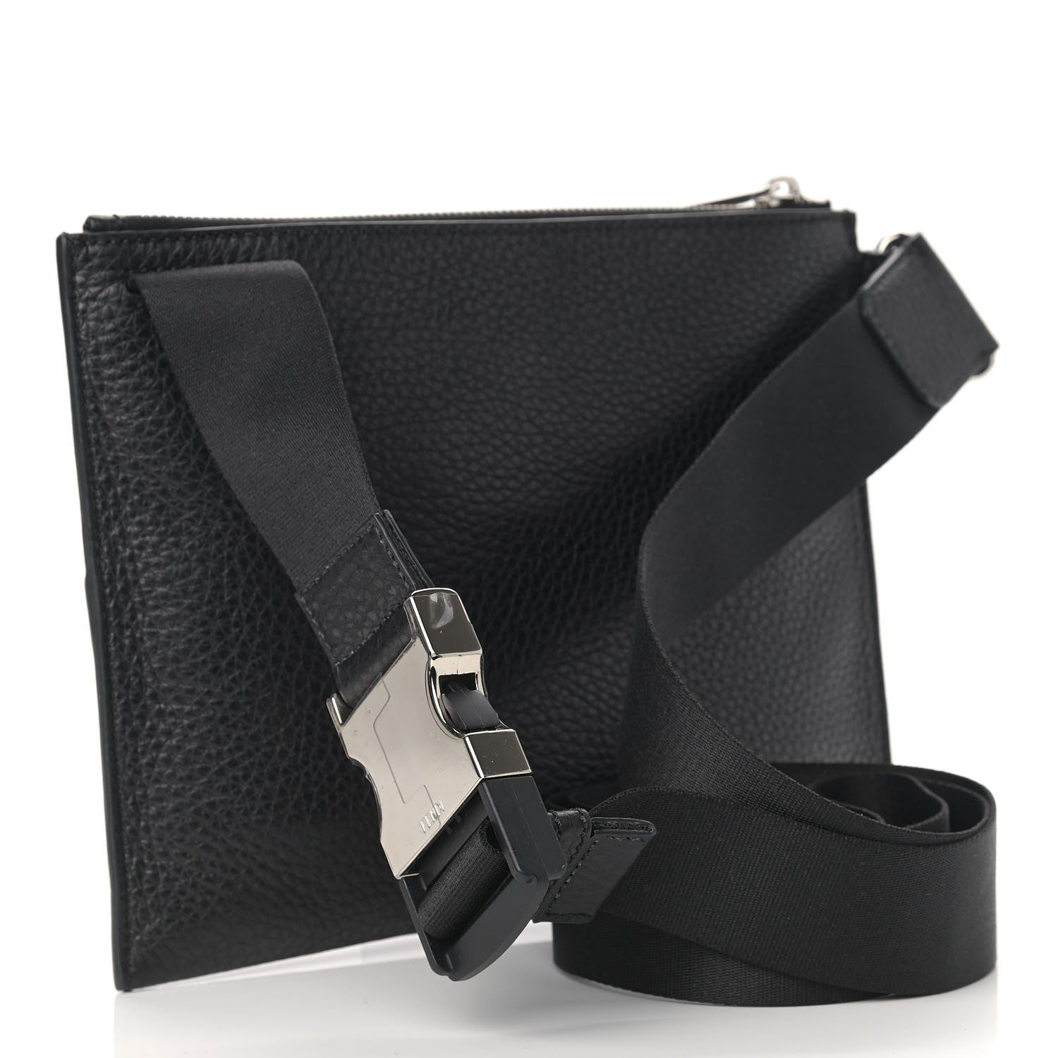Fendi Cuoio Romano Selleria Fendi Stamp Patch Messenger Black Grigio 2 of 7