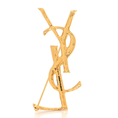 Saint Laurent Monogram Crocodile Opyum Brooch Gold 3 of 4