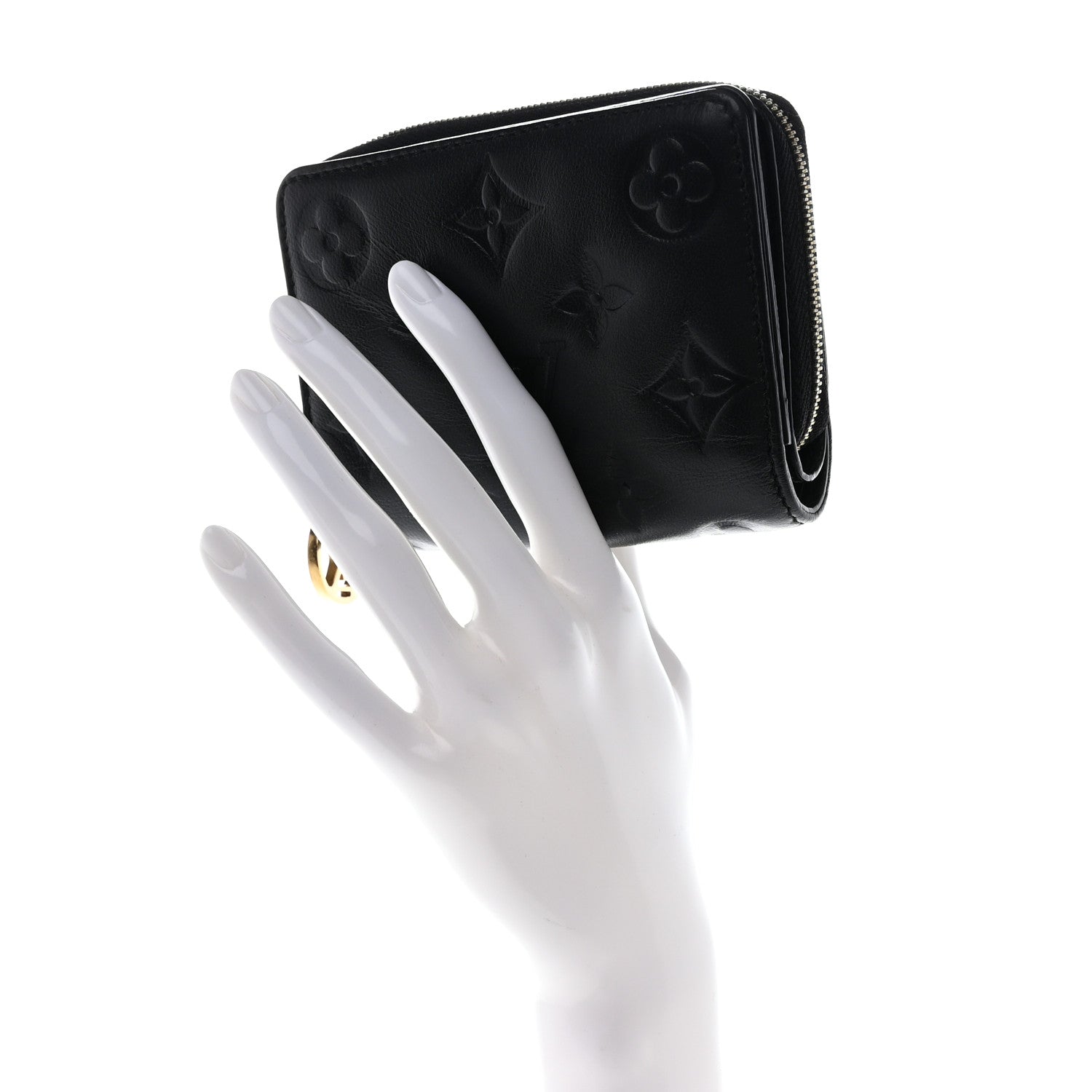 Louis Vuitton Lambskin Embossed Monogram Lou Coussin Wallet Black 2 of 6