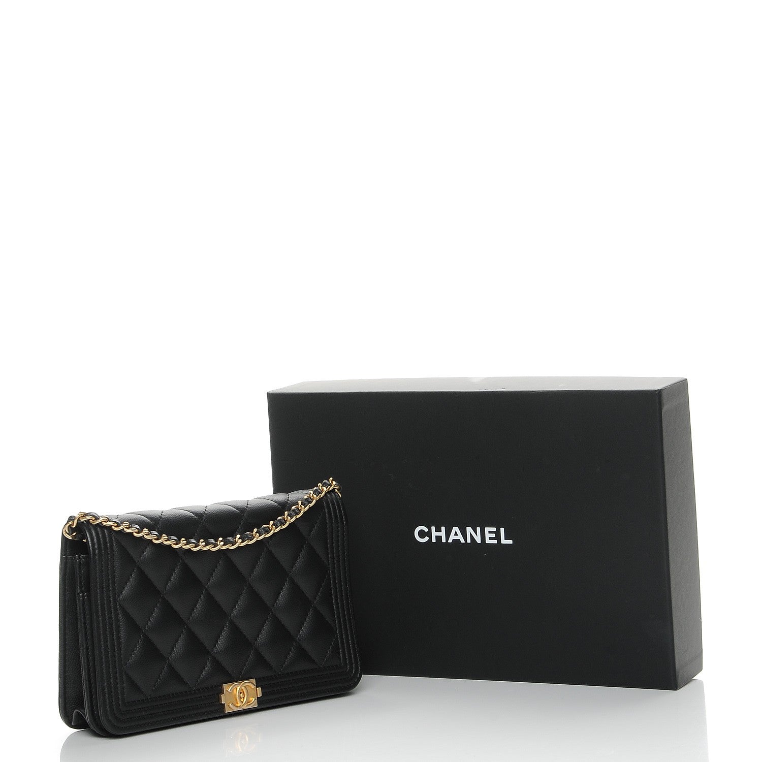 Chanel Caviar Quilted Boy Wallet On Chain WOC Black 9 of 9