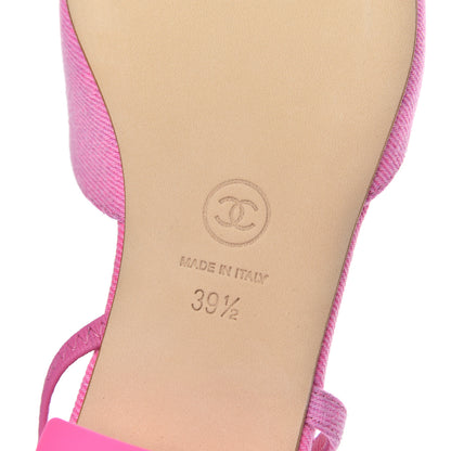 Chanel Denim Cap Toe CC Slingback Flat 39.5 Neon Pink 7 of 9