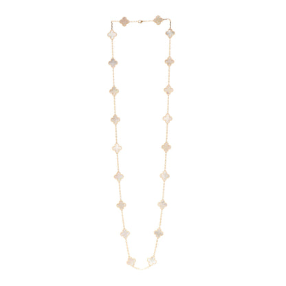 Van Cleef & Arpels 18K Yellow Gold Mother of Pearl 20 Motifs Vintage Alhambra Necklace 3 of 6