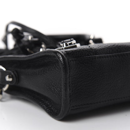 Balenciaga Chevre Silver Metallic Edge Hardware Nano City Black 5 of 9