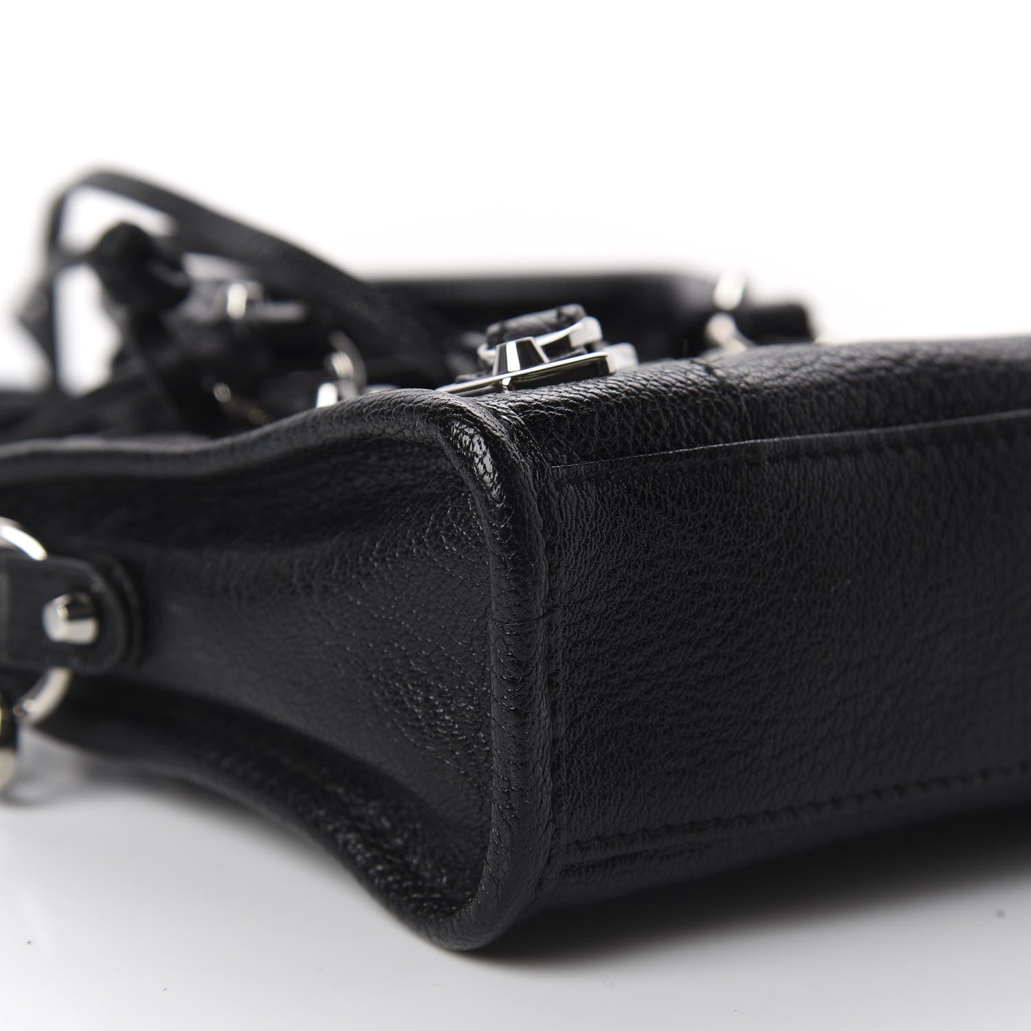 Balenciaga Chevre Silver Metallic Edge Hardware Nano City Black 3 of 10