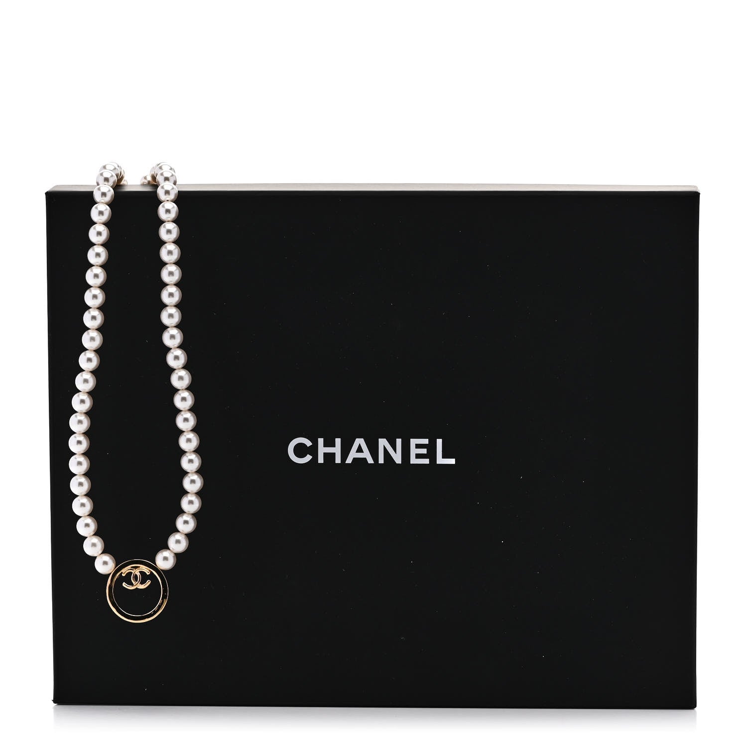 Chanel Pearl CC Round Long Necklace Gold White 6 of 6