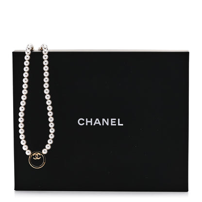 Chanel Pearl CC Round Long Necklace Gold White 6 of 6