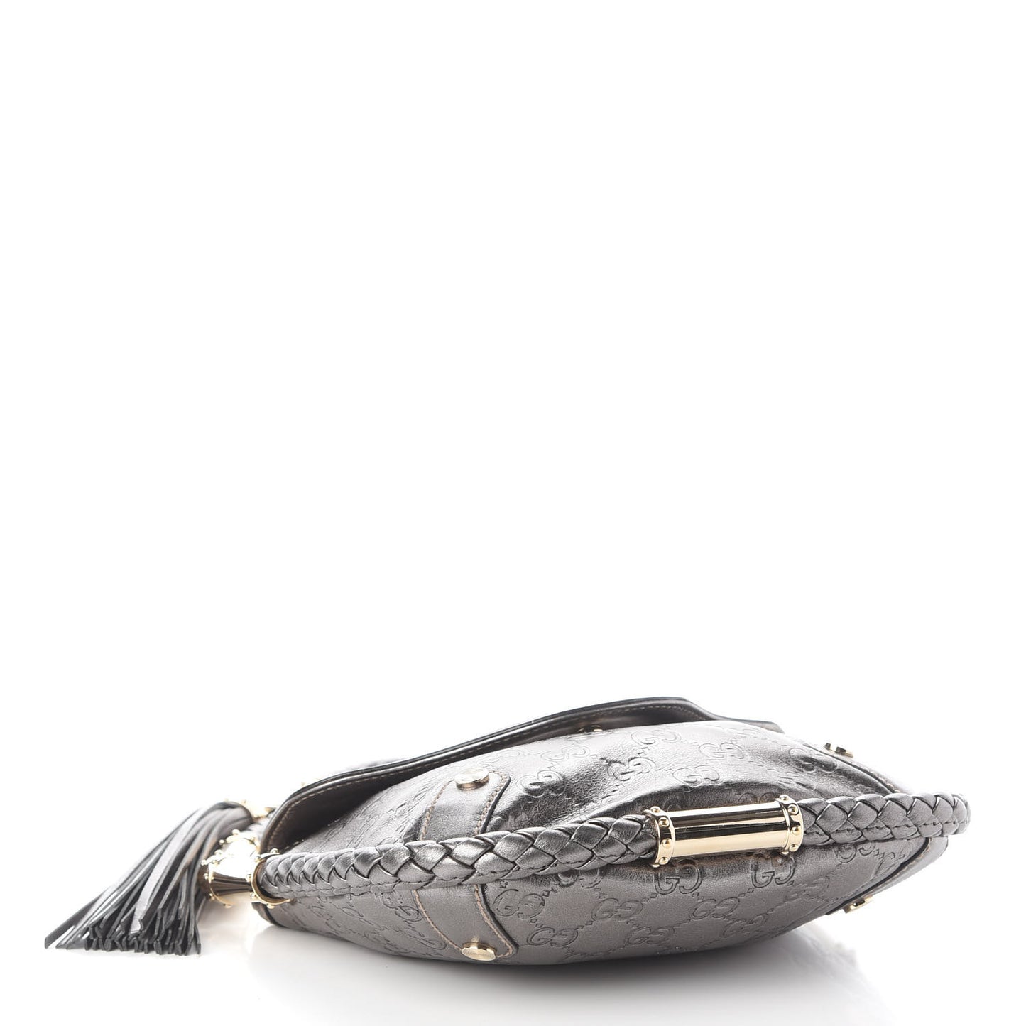 Guccissima Small Britt Tassel Shoulder Bag Silver