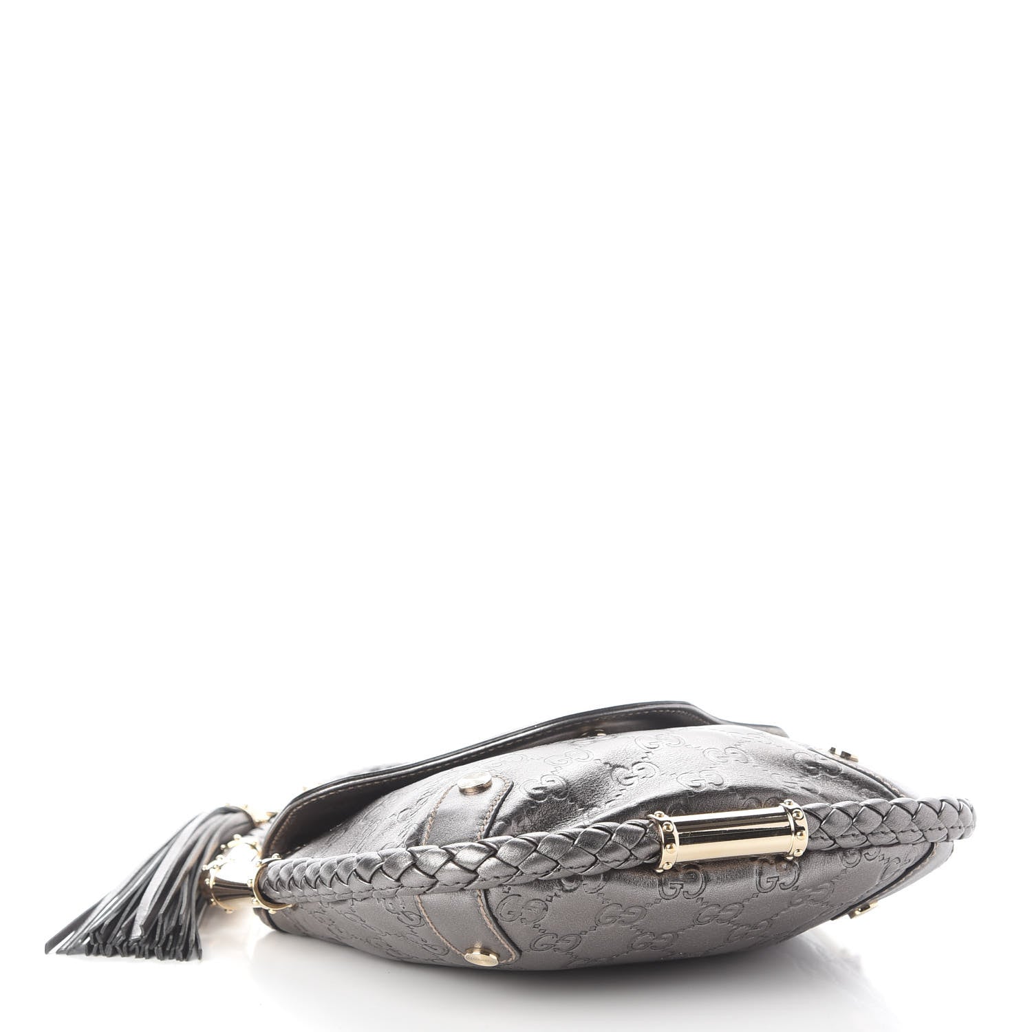 Gucci Guccissima Small Britt Tassel Shoulder Bag Silver 3 of 9