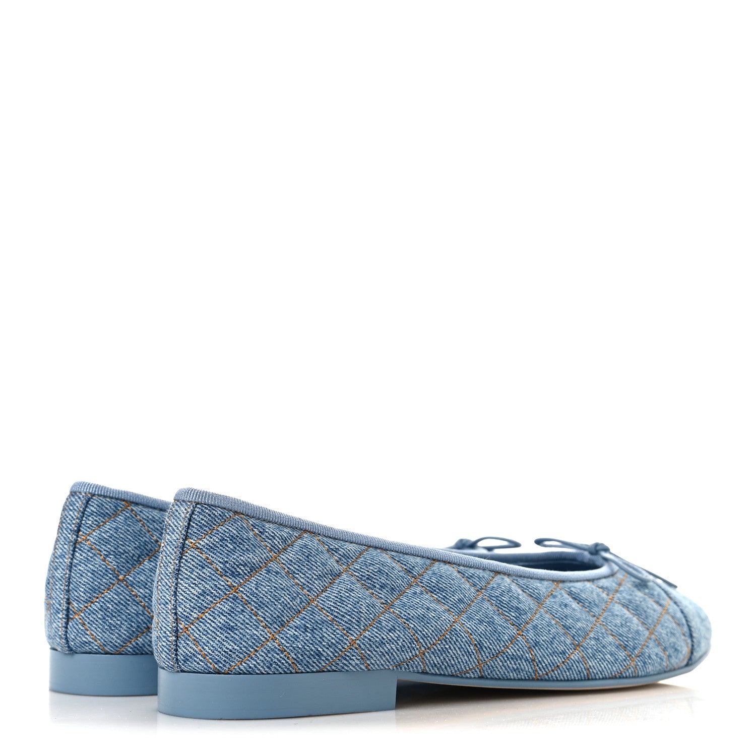 Chanel Denim Quilted CC Cap Toe Ballerina Flats 40.5 Light Blue 5 of 9