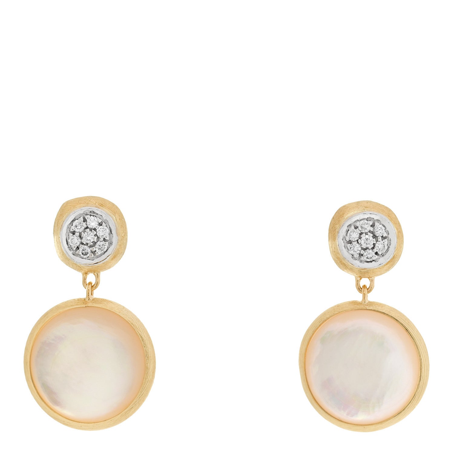 Marco Bicego 18K Yellow White Gold Diamond Mother of Pearl Jaipur Drop Earrings 1 of 6