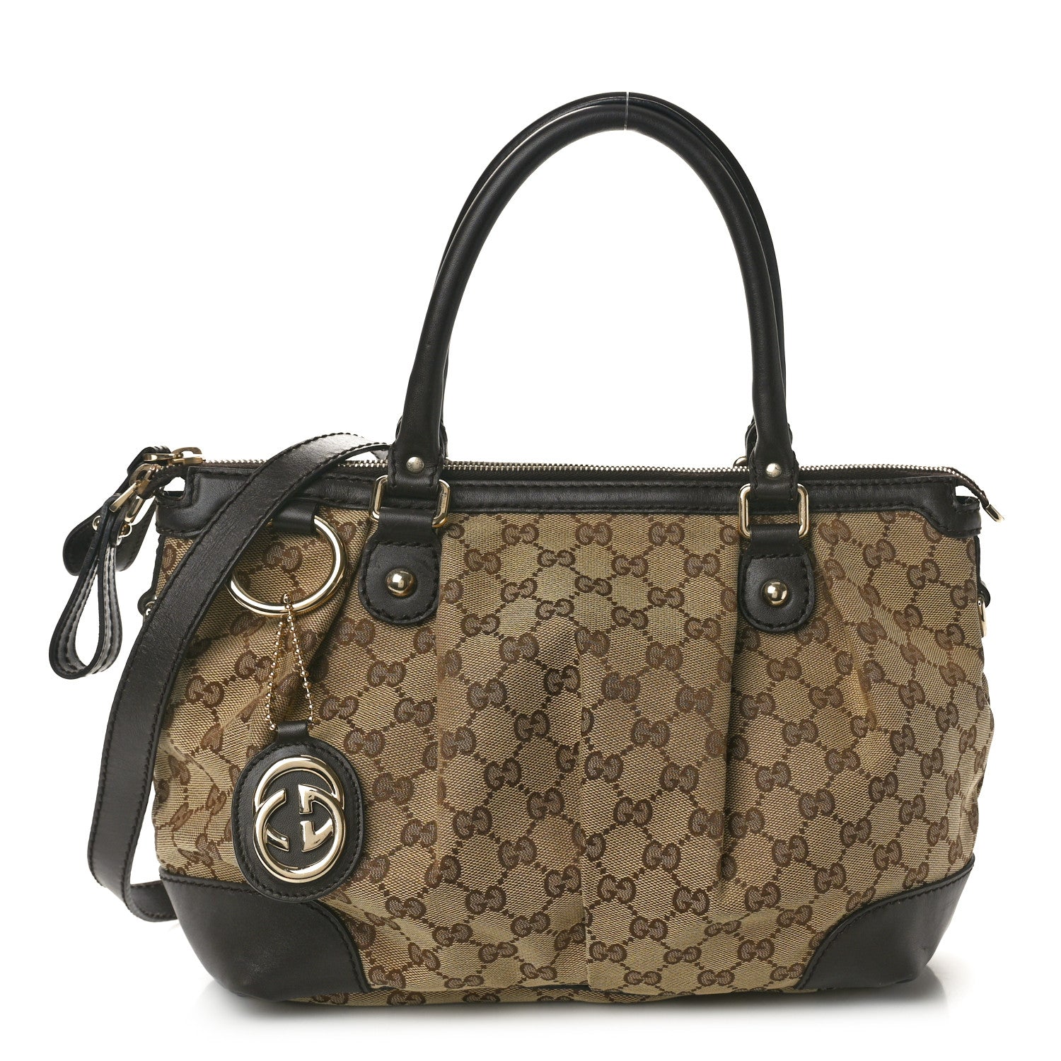 Gucci Monogram Medium Sukey Top Handle Dark Brown 1 of 10