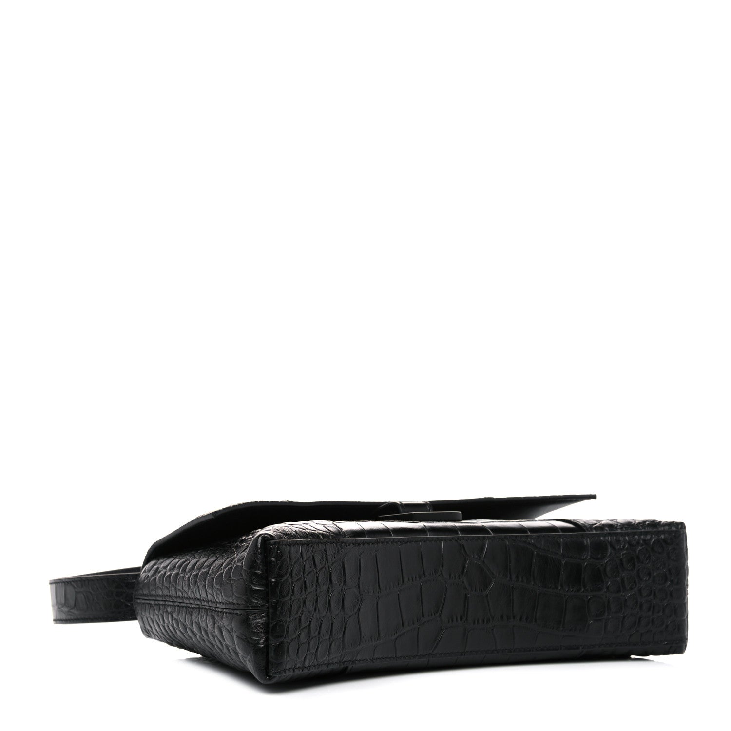 Balenciaga Extra Supple Calfskin Crocodile Embossed Monochrome XS Downtown Shoulder Bag Black 4 of 10