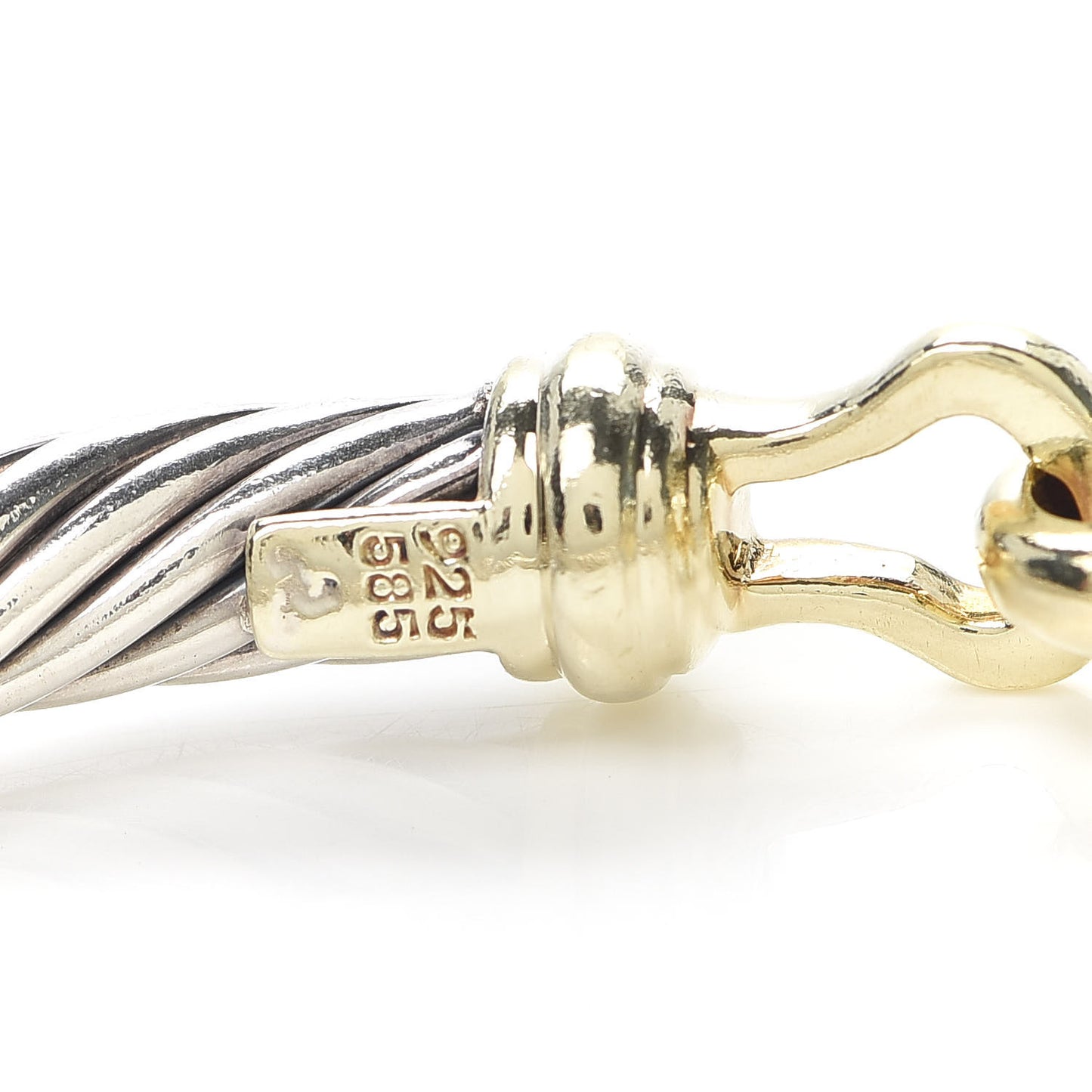 Sterling Silver 14K Yellow Gold 7mm Cable Classic Buckle Bracelet