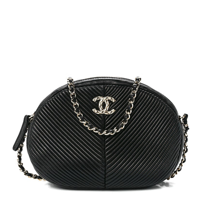 Chanel Lambskin Chevron Quilted Small Pleated Crush Camera Case Black 1 of 10