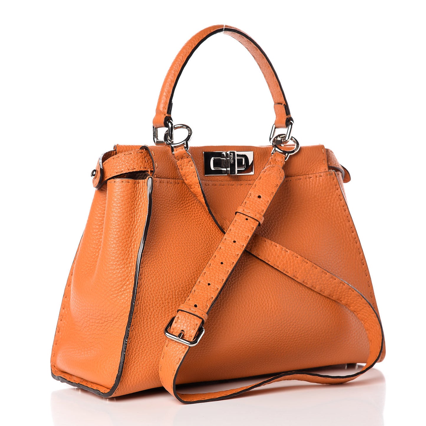 Cuoio Romano Selleria Bi-Color Medium Peekaboo Iconic Satchel Orange Stone
