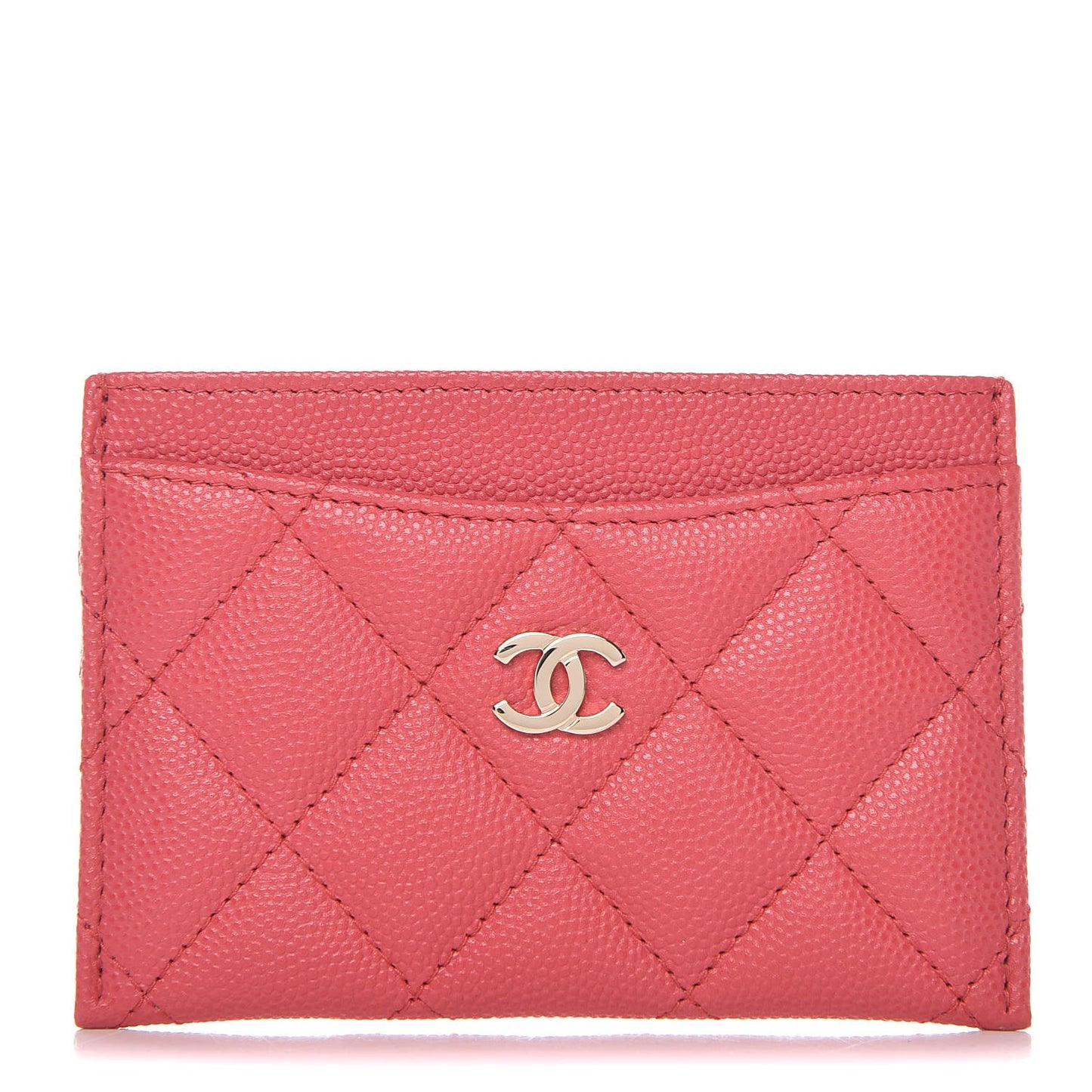 Caviar Quilted Card Holder Pink